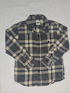 Volcom Kids Plaid Button-Down Shirt - Navy & Yellow Flannel SIZE 4